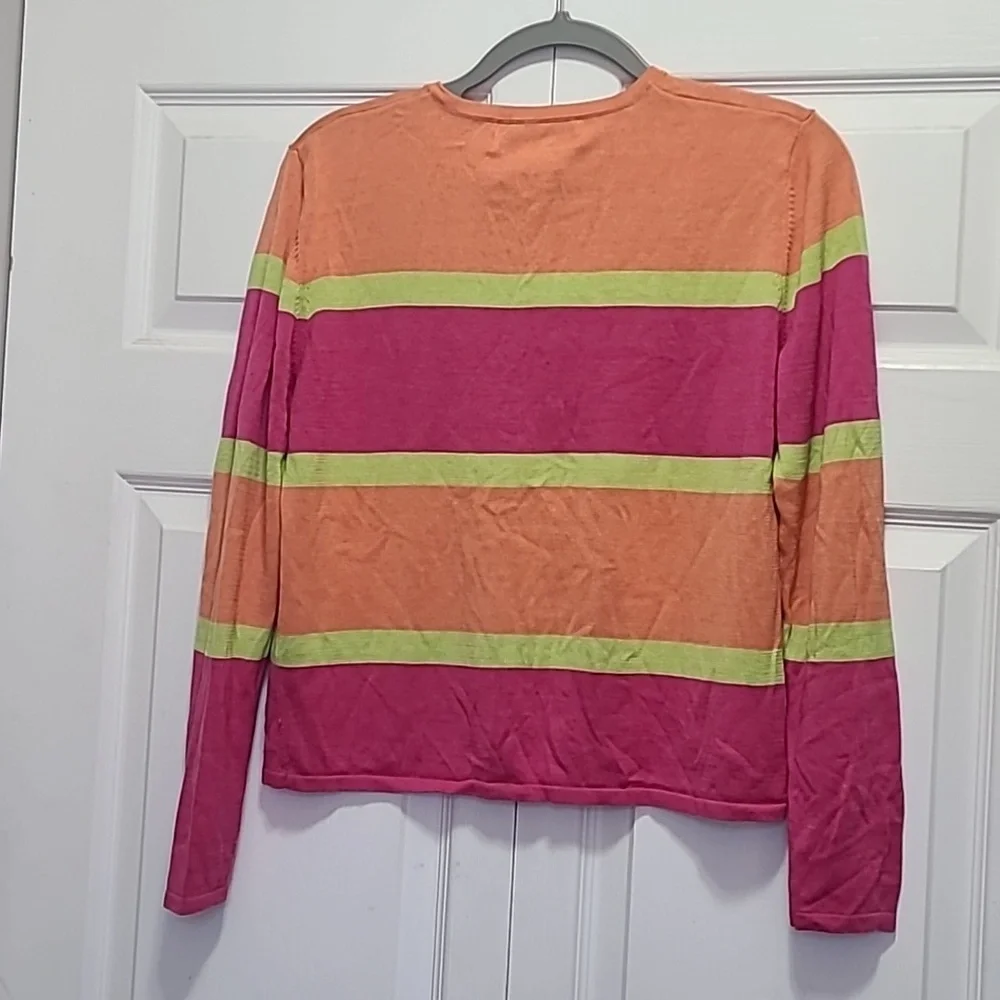 Vtg Silk Cotton Blend Colorful Striped Caridgan size‎ 8